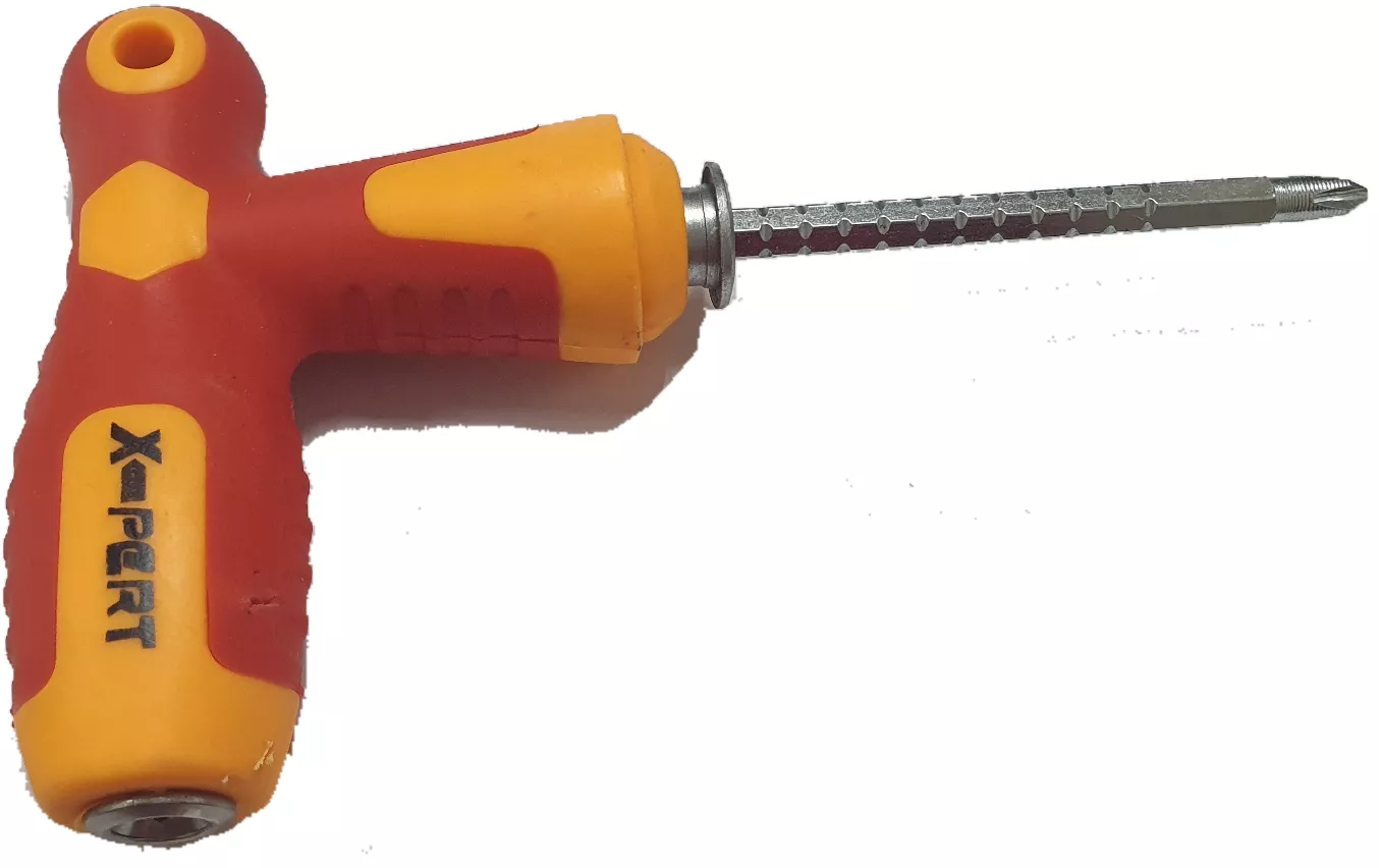 Отвертка телескопическая "X-PERT" 2 в1 Т-образная, красно-оранжевая, 6*150