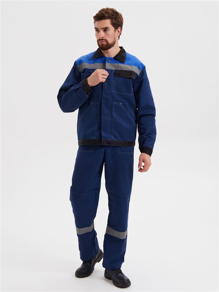 Костюм «Корпус» (куртка+п/к) пл. 210 г/м2, цв.синий/черный/василек